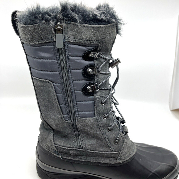 Lands End Womens Squall Snow Pack Mid Calf Bungee Boots Sz 11B Gray Suede - Picture 3 of 7